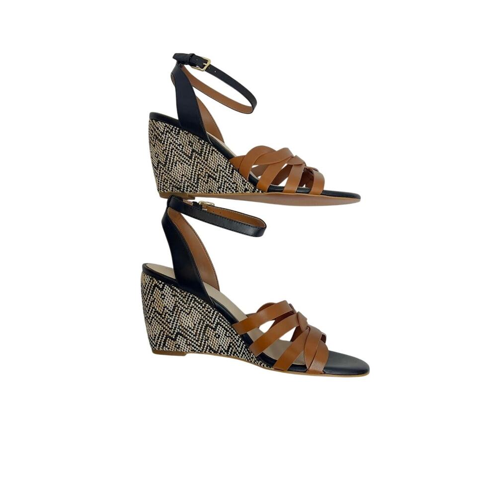 Cole Haan Myra Grand Leather Wedge Sandals Black 9.5(B,M)